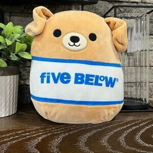 Squishmallows “ Spencer” Retired from 5below Tan and White Plush Dog EUC